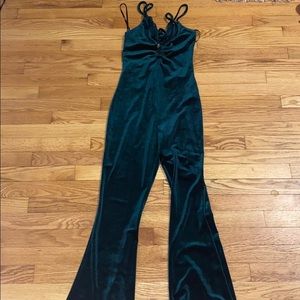 Green velvet jumpsuit